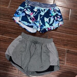 Avia Blue Floral and Gray Athletic Shorts